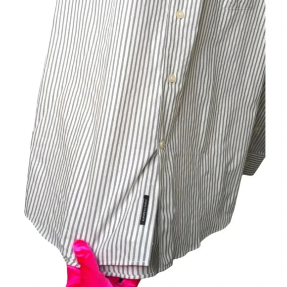 Hörst Mens Button Up White Grey Striped European Fabric Dress Shirt Size 15.5 - Picture 3 of 12